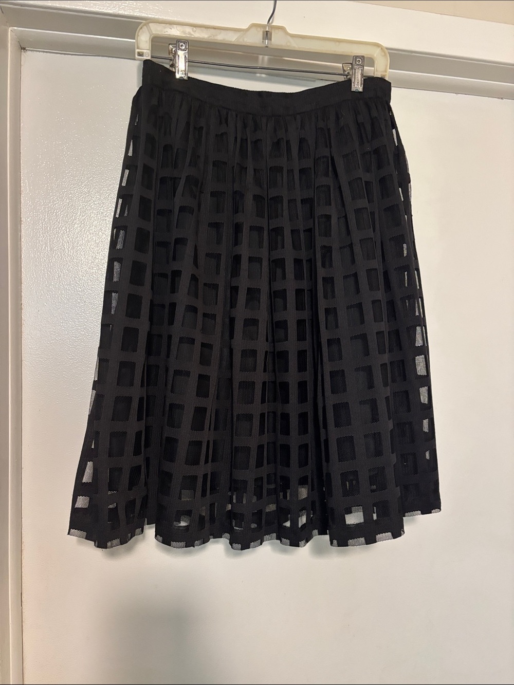NWT Trina Turk Black Windowpane A-Line Skirt